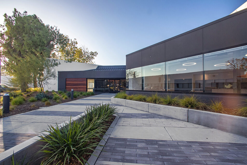 Modern business park exterior at 71 Daggett at North First at Orchard Station